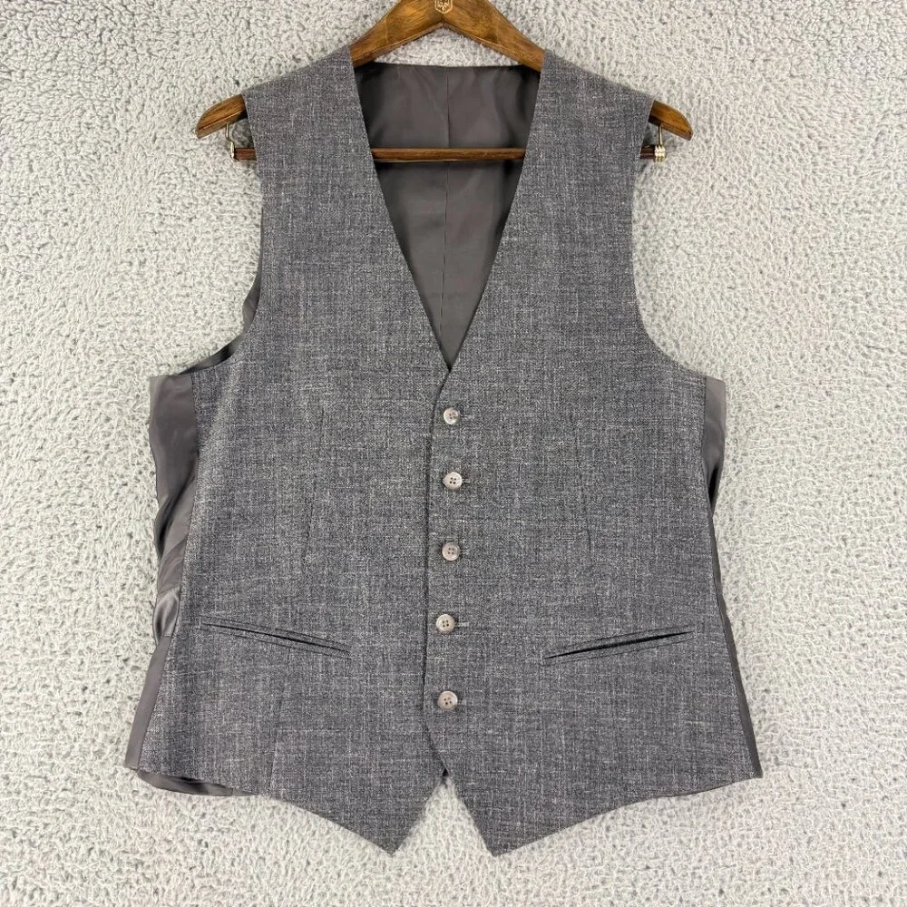 SuitSupply Blazer Vest Pants Suit Set‎ Mens Gray Wool Silk Linen